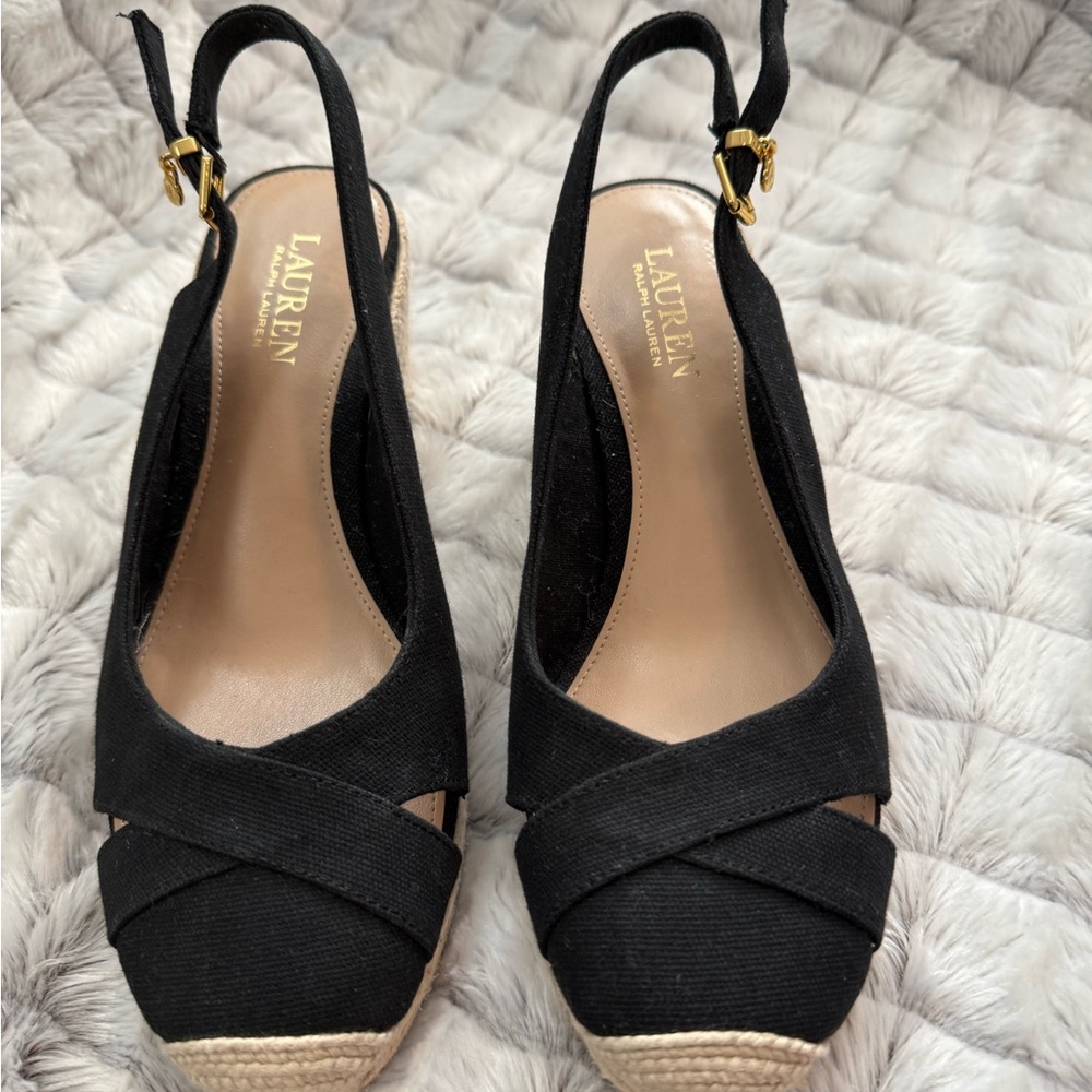 Lauren Ralph Lauren Slingback
Wedge Sandals Black, Women's Size 8.5